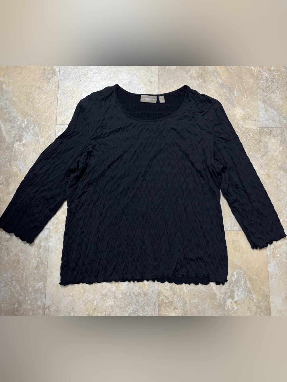 croft & barrow Black Long Sleeve Scoop Neck Top